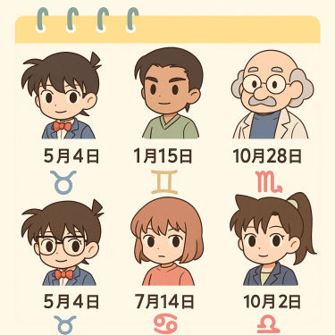 コナンキャラ年齢・誕生日早見表2025【学年・星座付き】