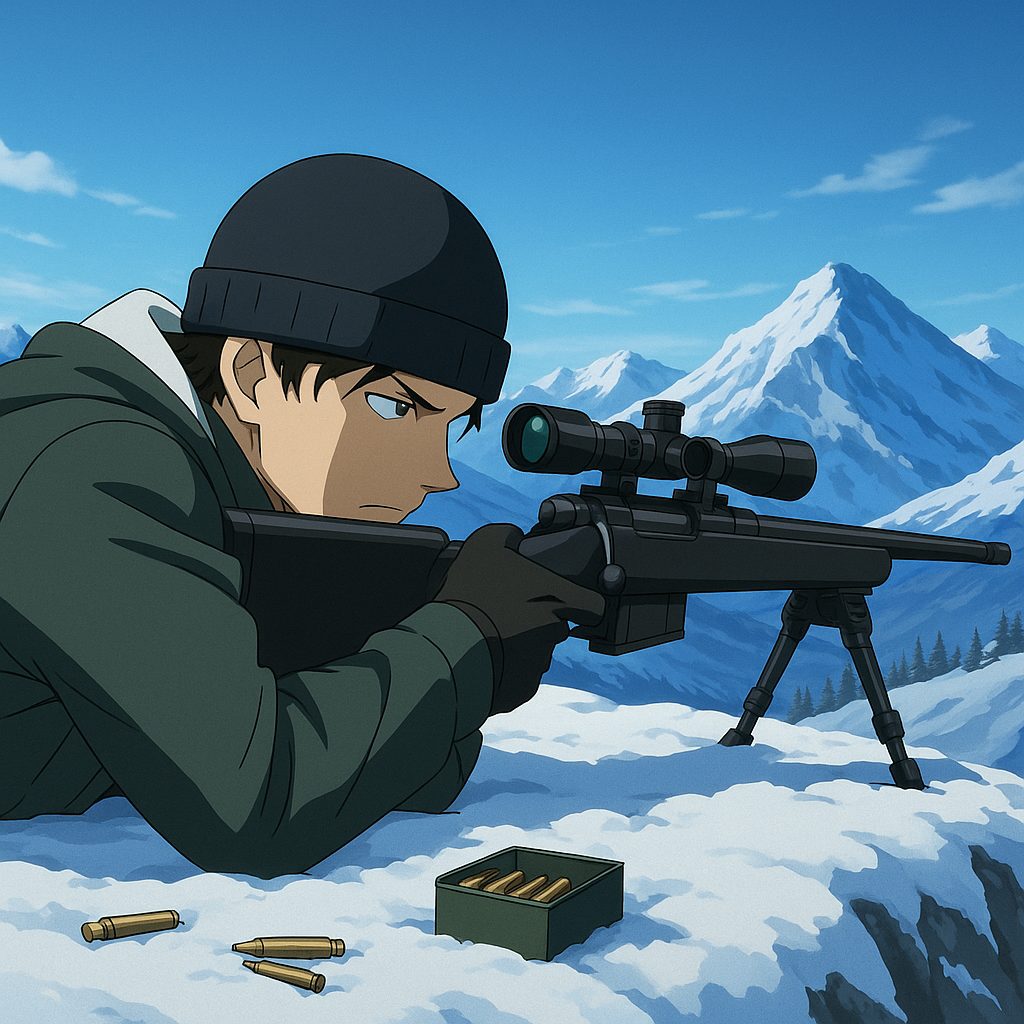山脈の頂上で狙撃手