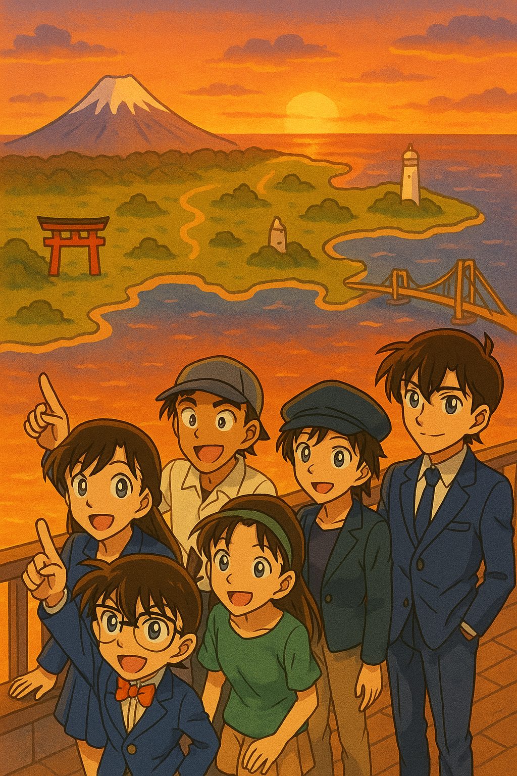 名探偵たちと富士山の夕日