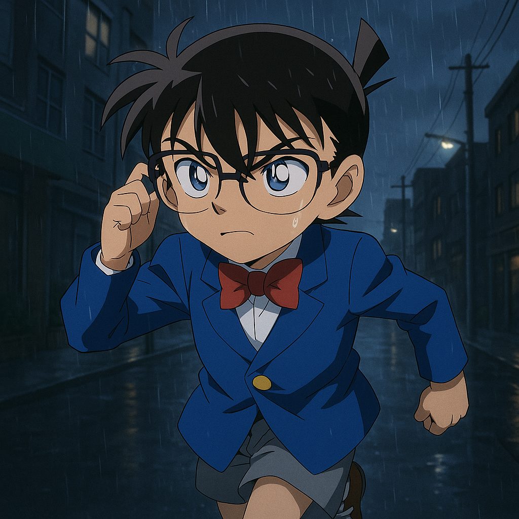 雨の中を駆ける少年