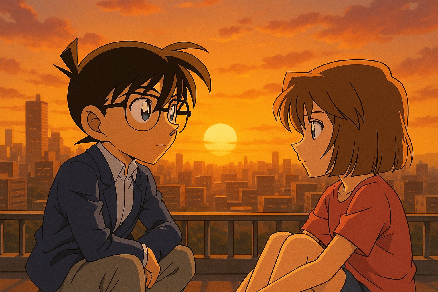 夕焼けの屋上でのひととき