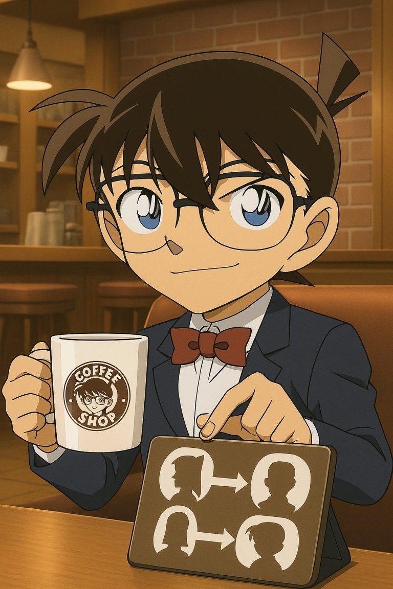探偵カフェでくつろぐコナン