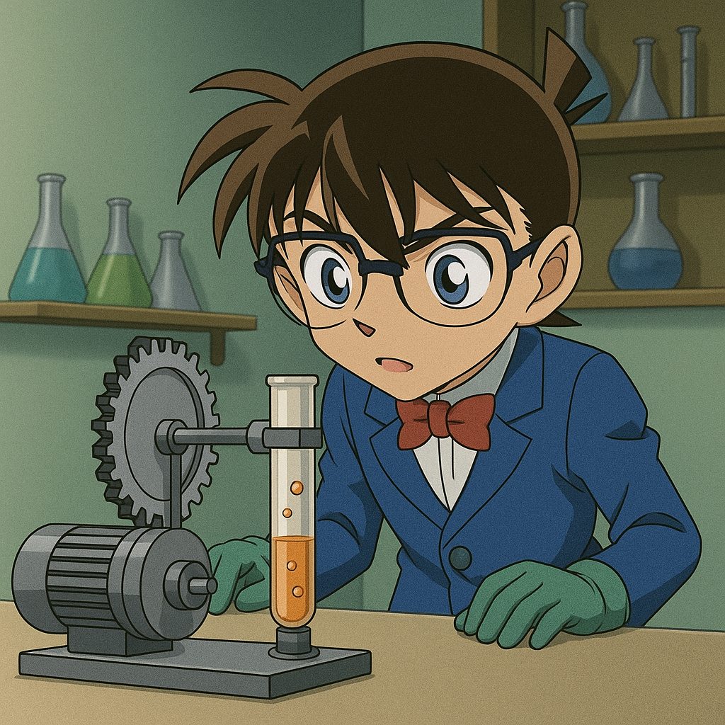 実験に没頭するコナン