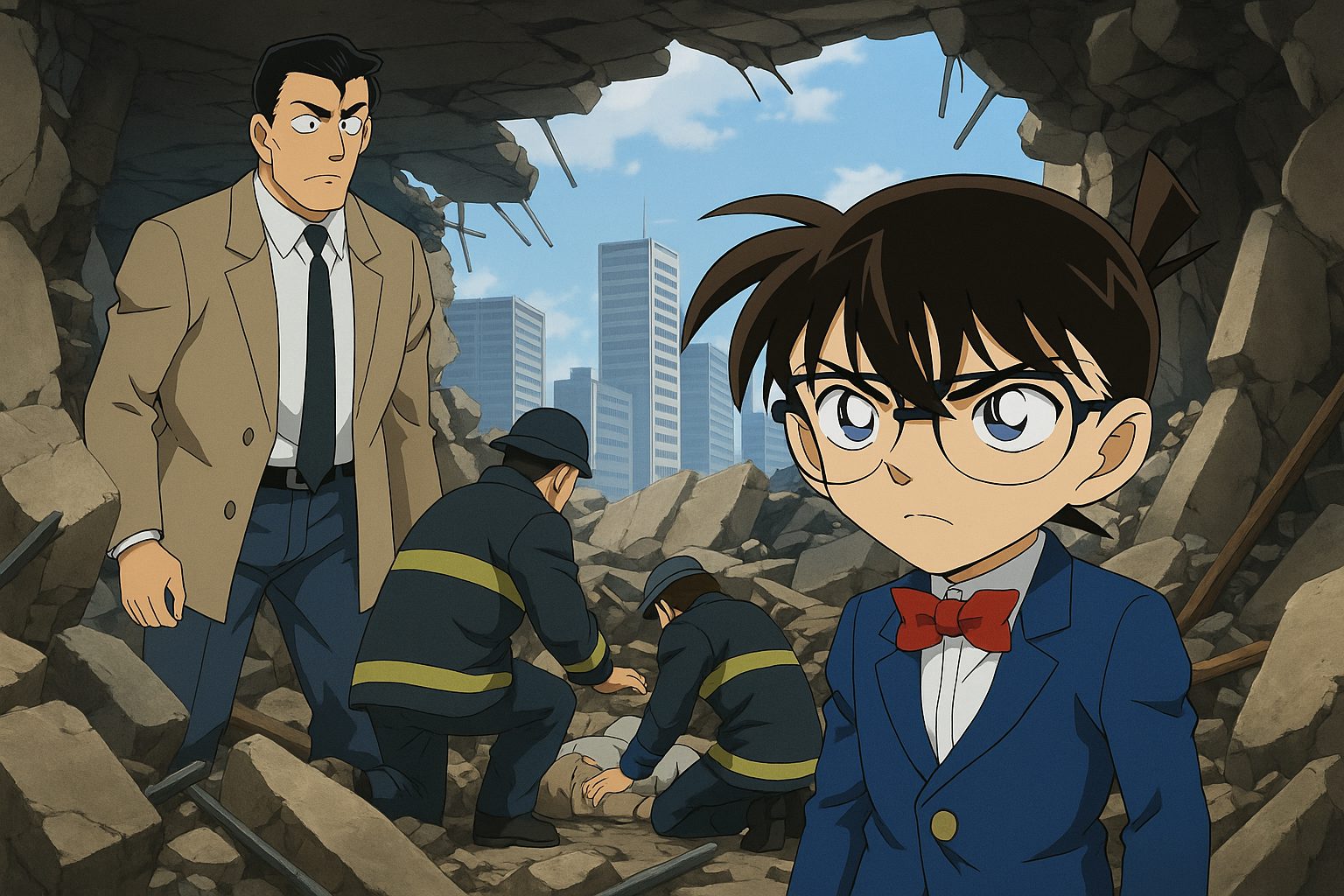 倒壊した街での捜査