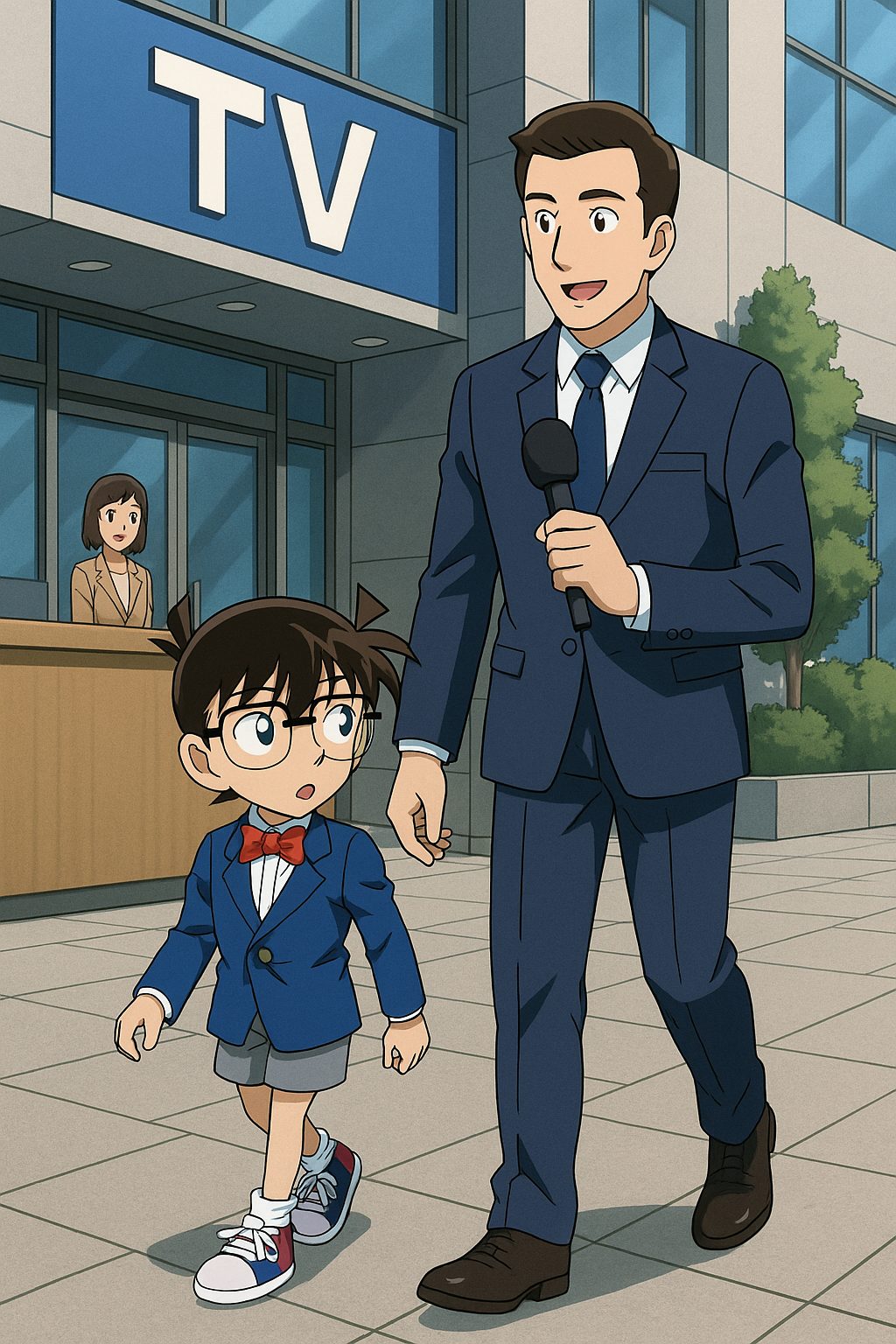 コナンとニュースキャスターの散歩