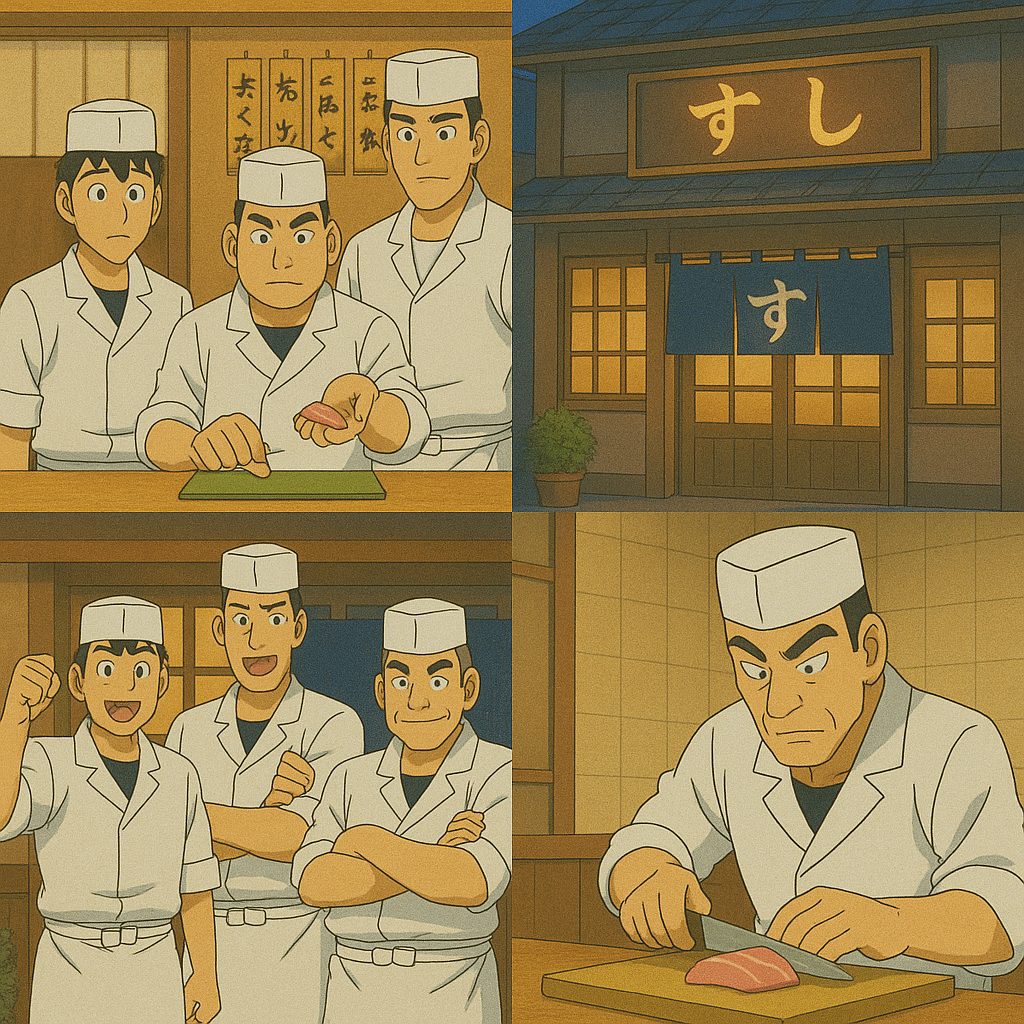 寿司屋の三人のシェフ