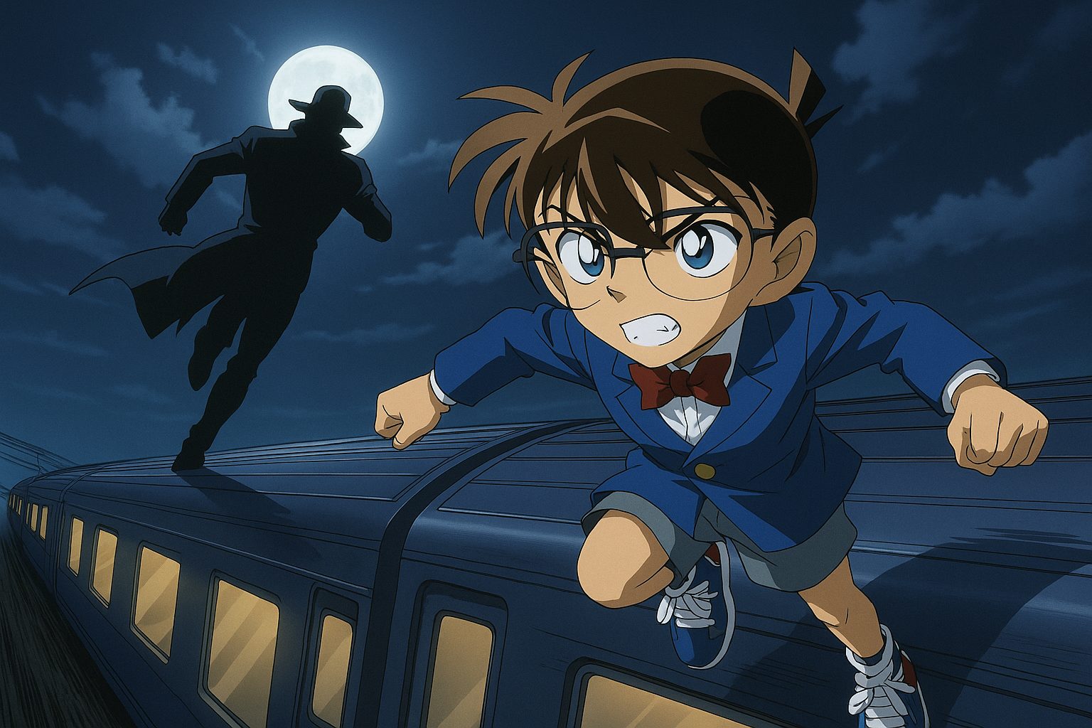 月夜の列車の追跡