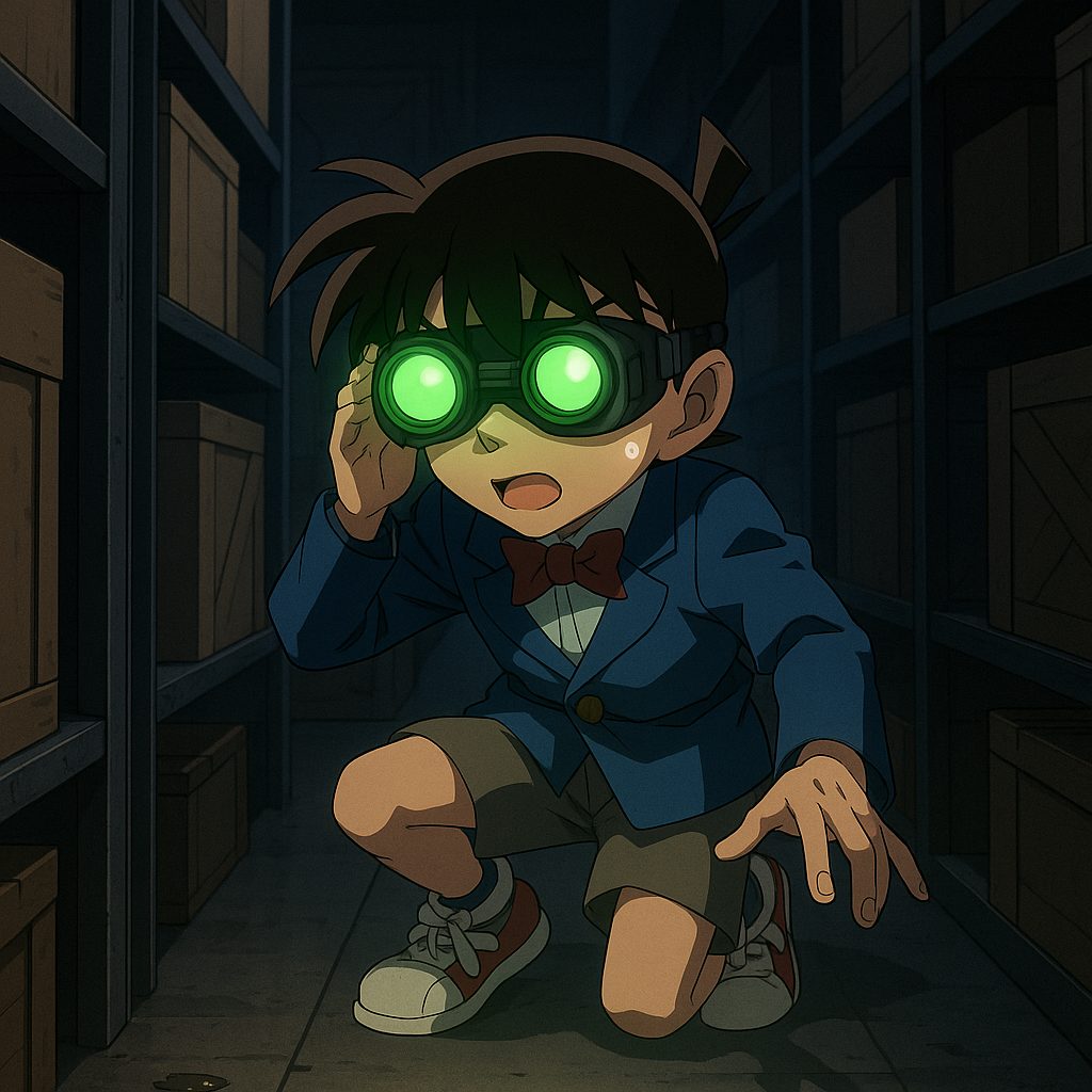 深夜の倉庫での探偵