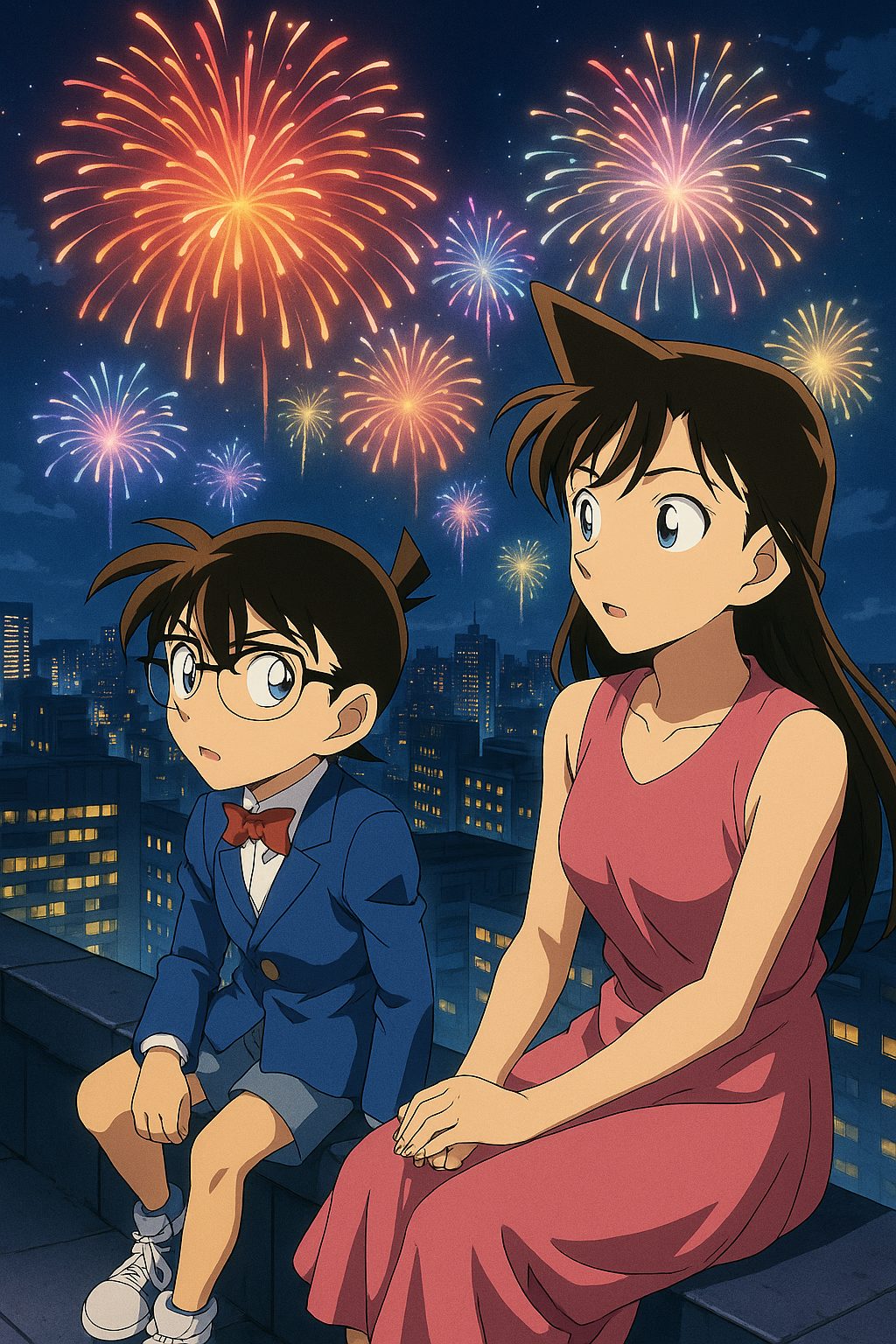 花火を見上げる2人の少年少女