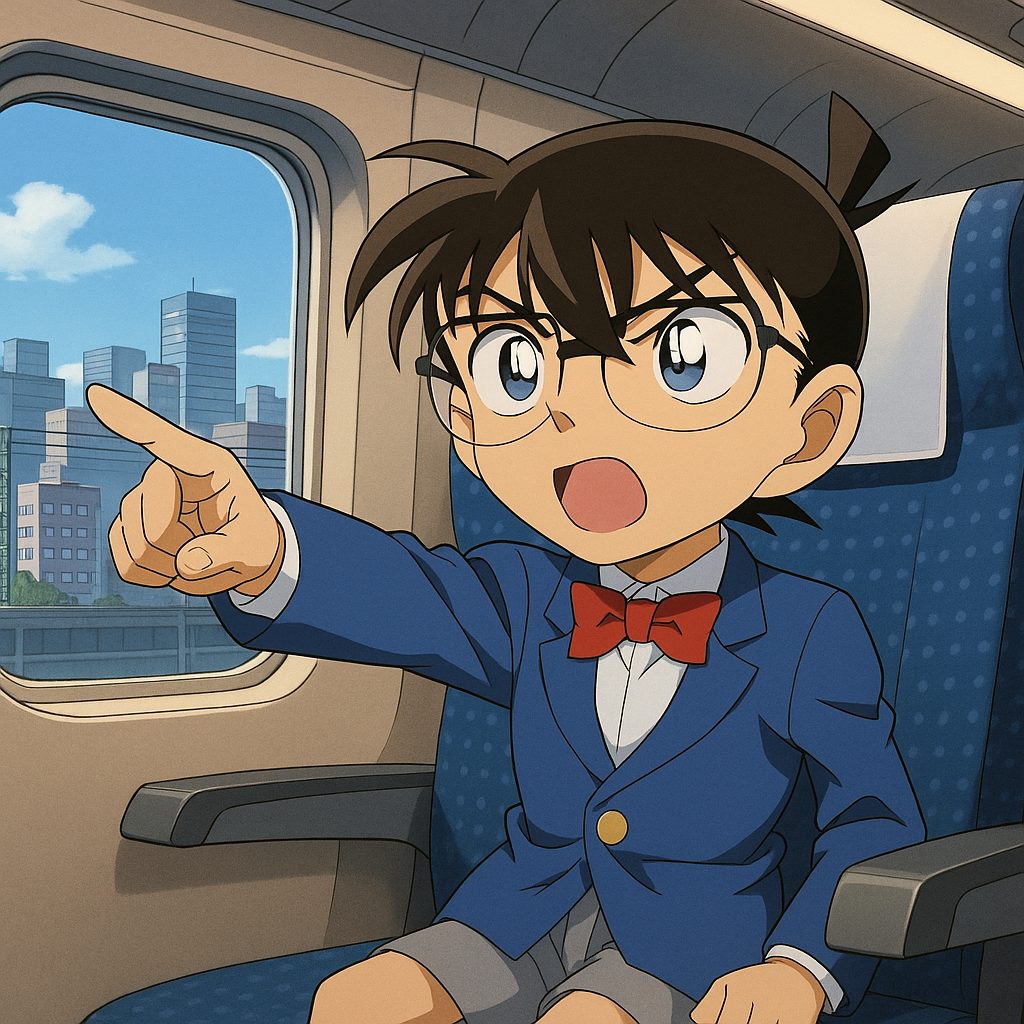 コナンの指差しと都市風景