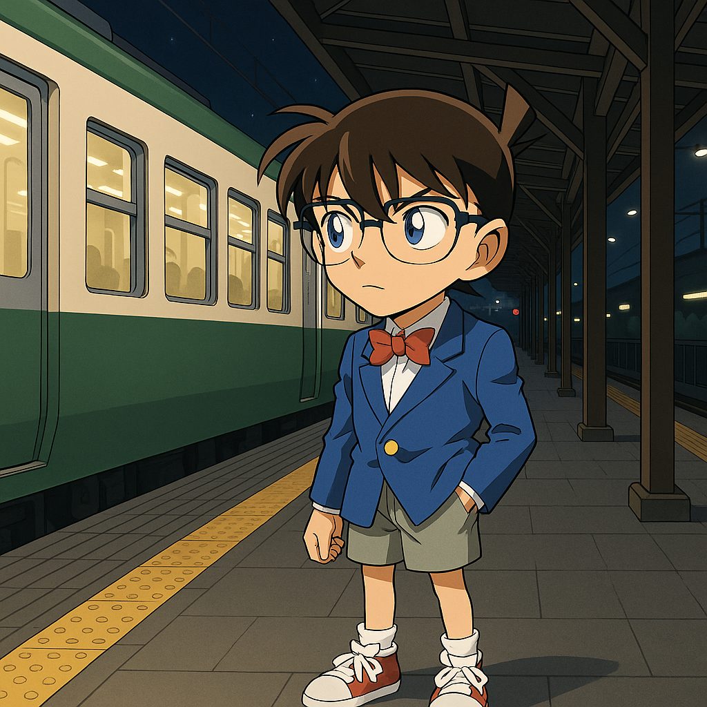 夜の駅でのコナン