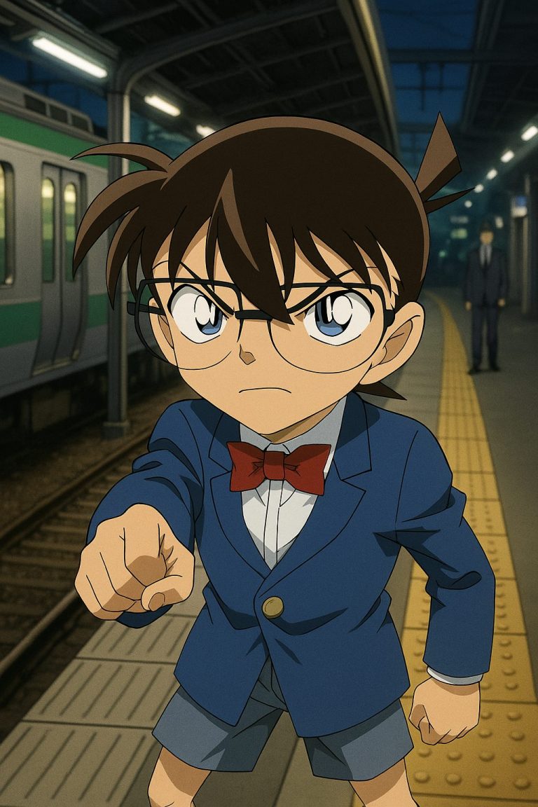 駅のプラットフォームの決意少年