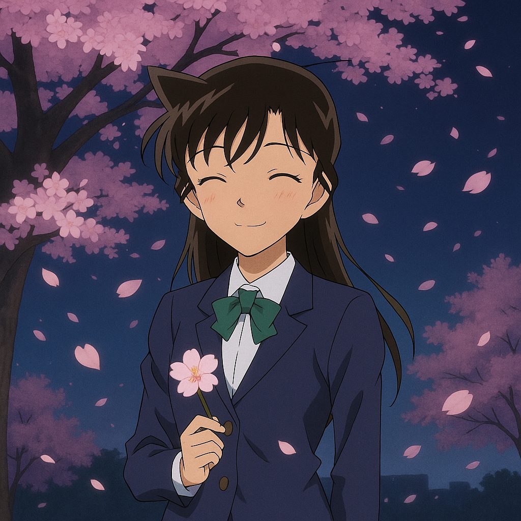 桜の木の下で微笑む少女