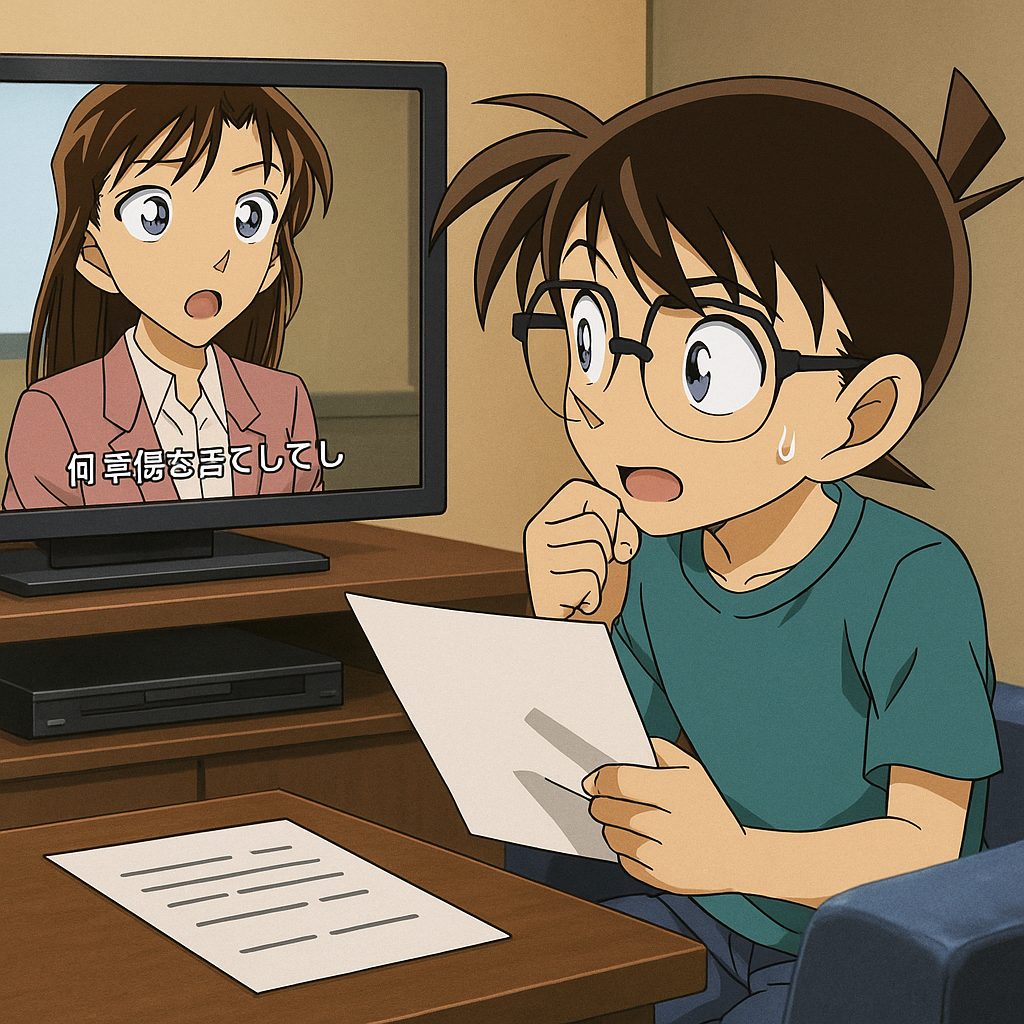 アニメ鑑賞中の少年