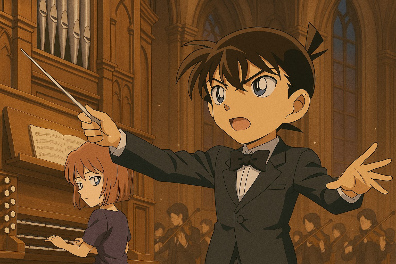 コナンとアイの音楽演奏