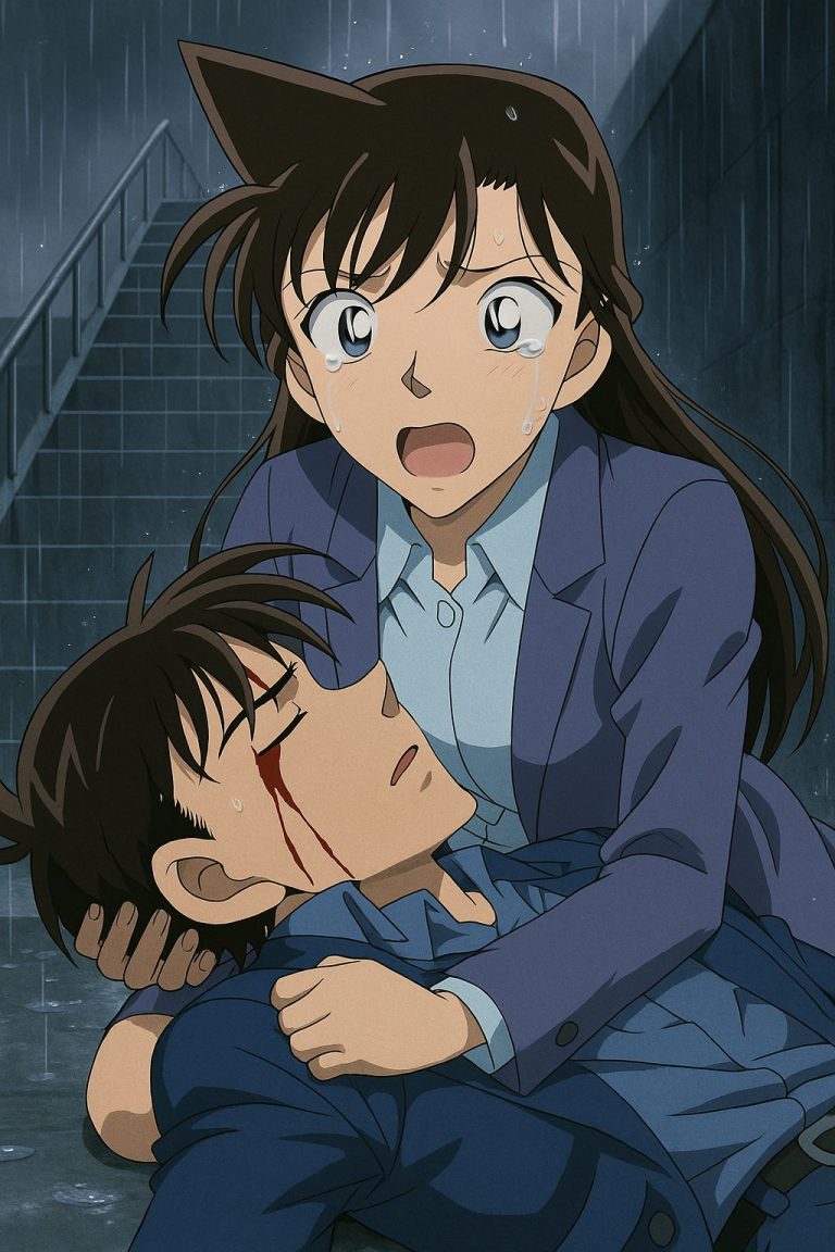 雨の中の心配な瞬間