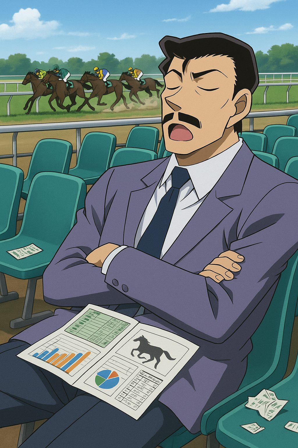 眠りの小五郎は勝っている? 名探偵コナン“競馬予想”全戦績と収支グラフ 14 競馬場で昼寝する毛利小五郎