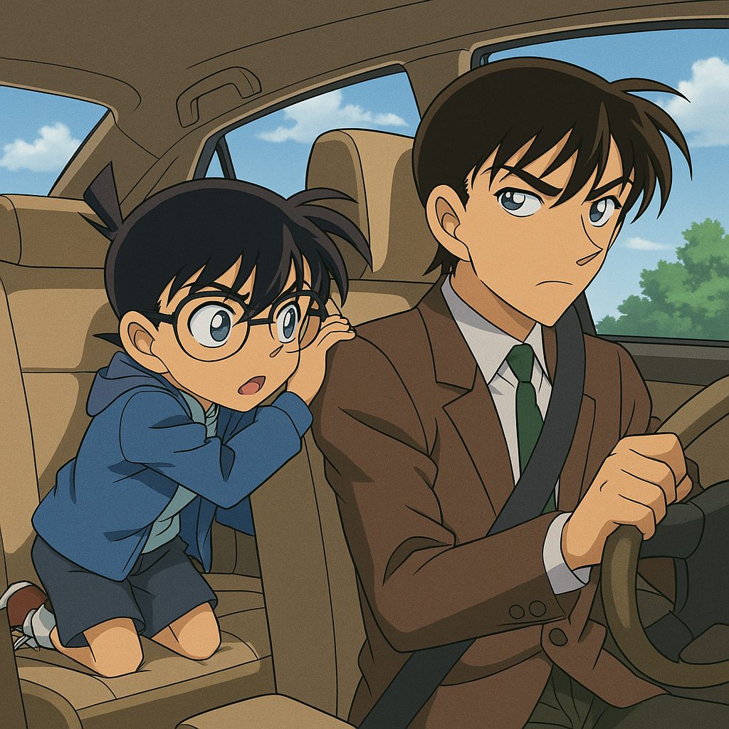 コナンと新一の車内シーン