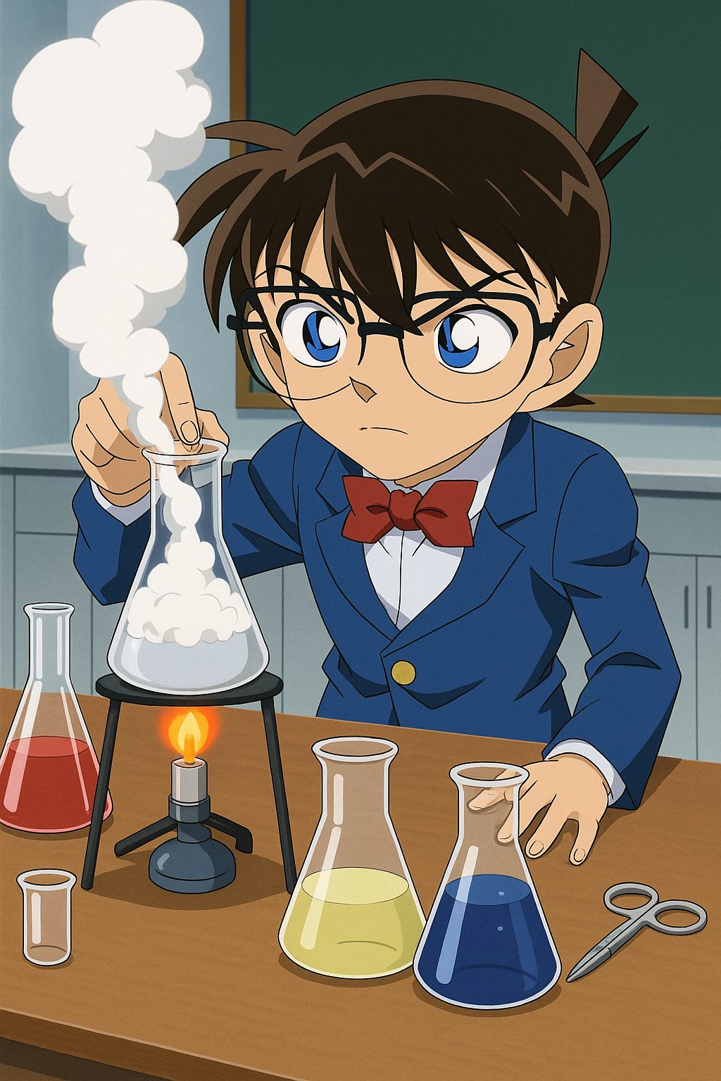 名探偵コナン 科学トリックTOP10再現実験ガイド|必要な準備・手順・安全対策を徹底解説 16 化学実験を行うコナン