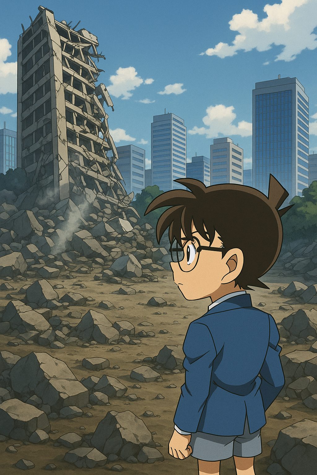 崩壊した都市と少年