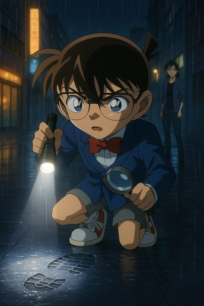 雨の中の探偵コナン