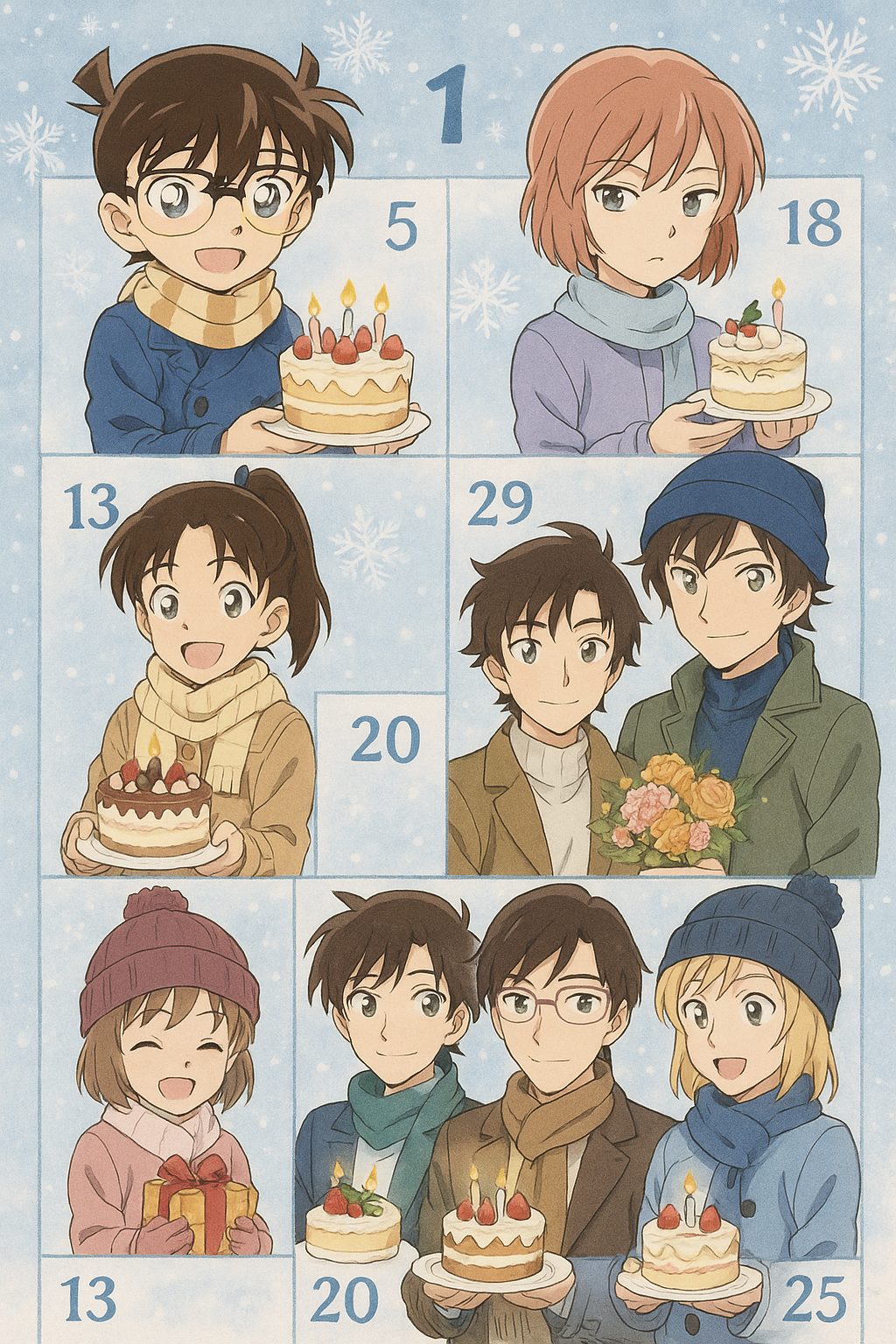 名探偵コナン冬の誕生日カレンダー