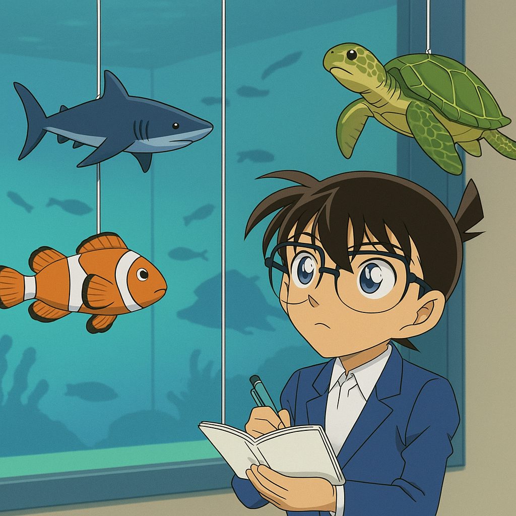 水族館の展示を観察する少年