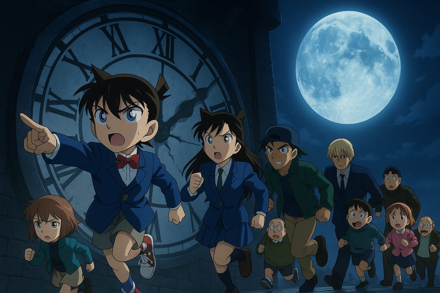 月明かりの時計塔を駆ける