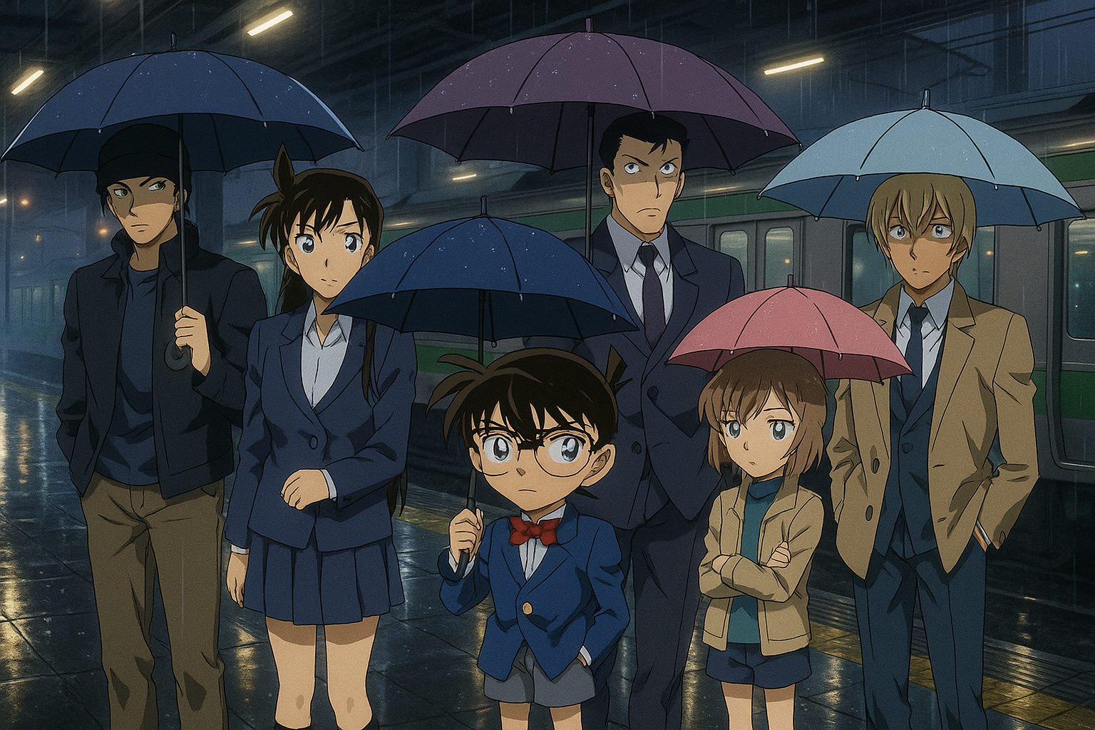 探偵たちの雨の駅