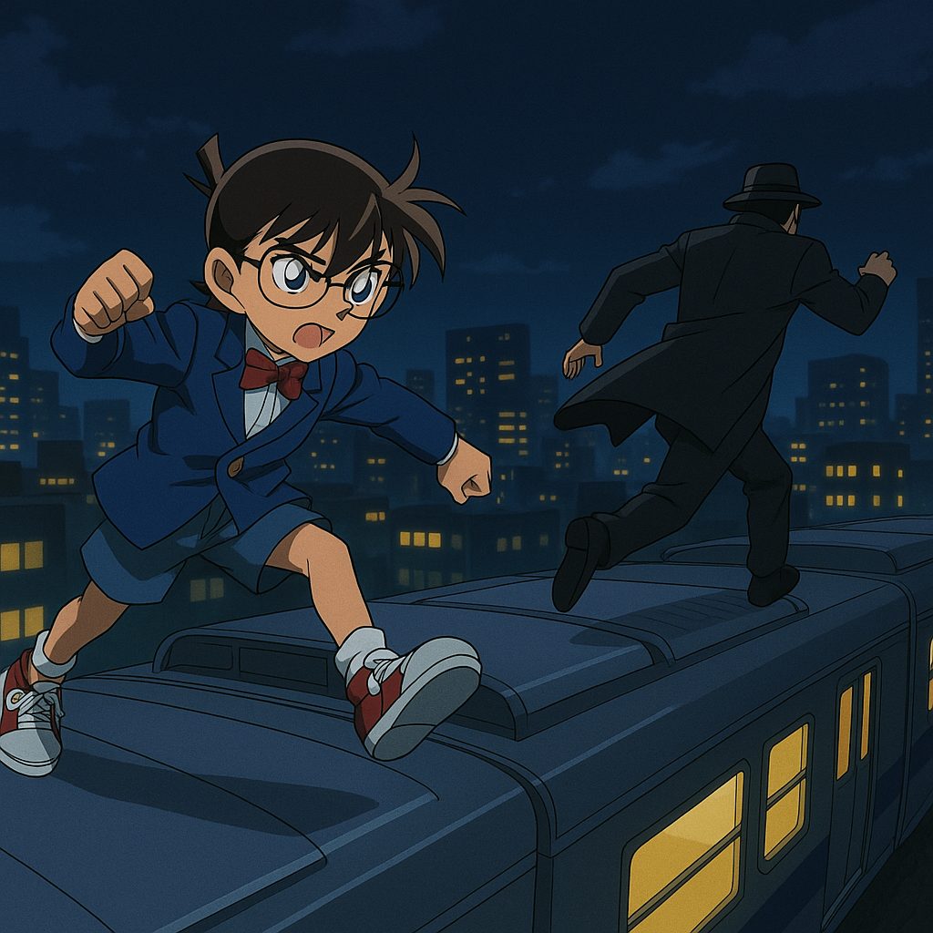 夜の列車上の追跡