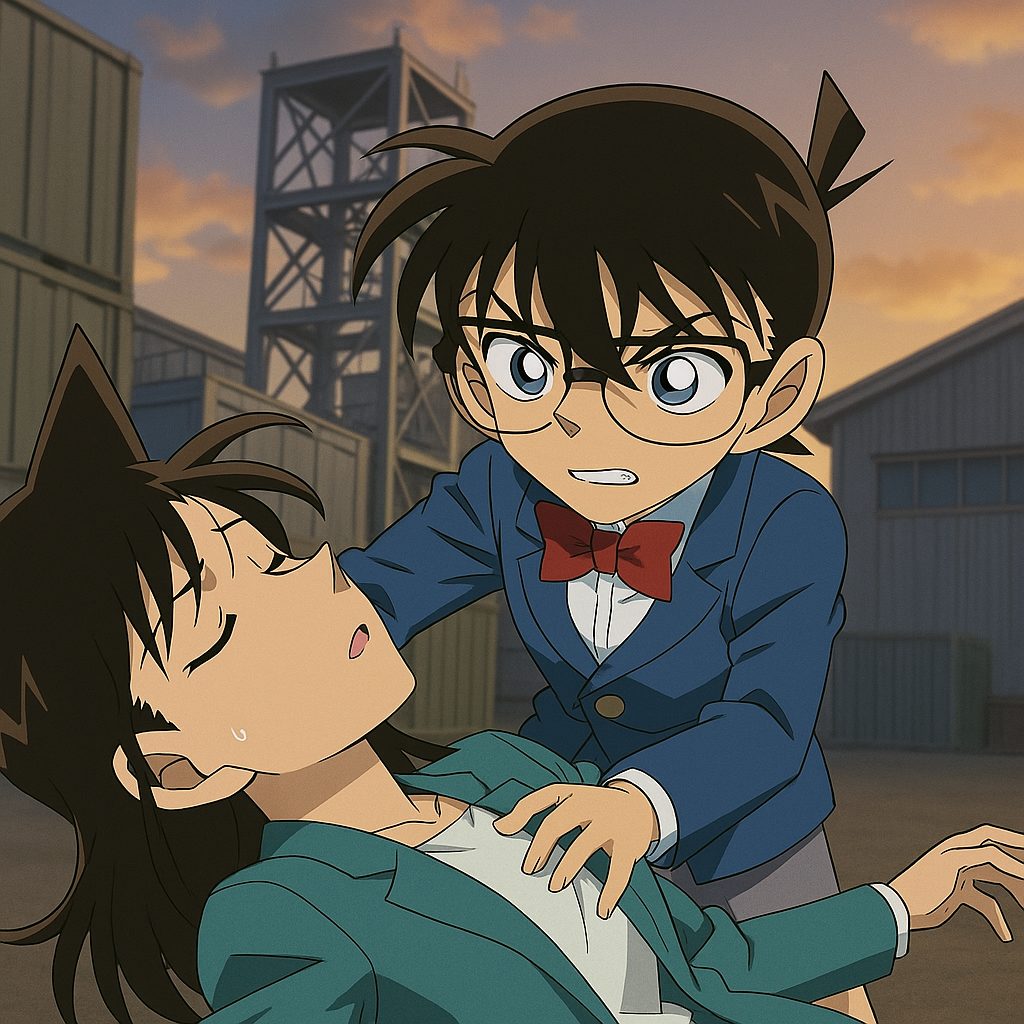 コナンと蘭の危機一髪